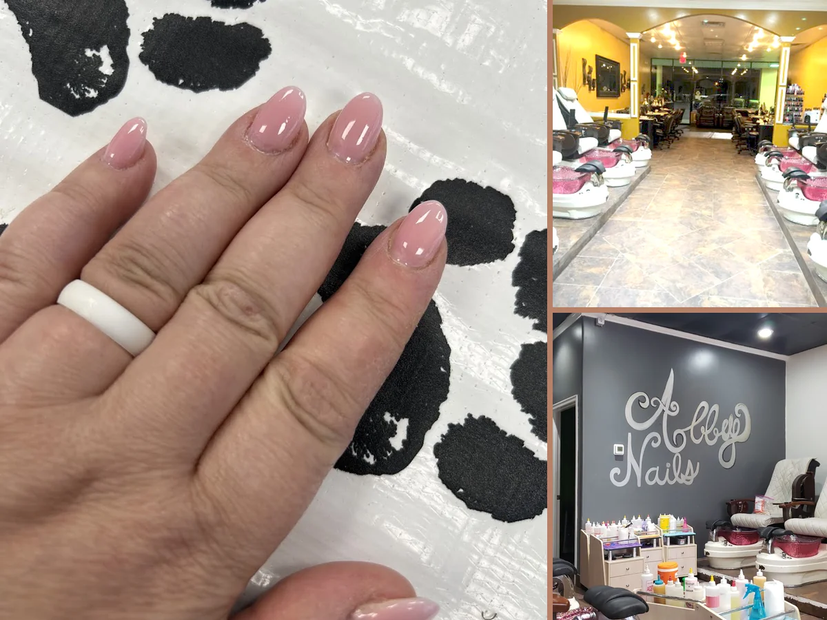 Pedicure chair beside a nail station.