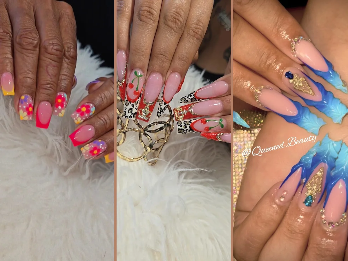Manicured nails displayed on a salon hand.